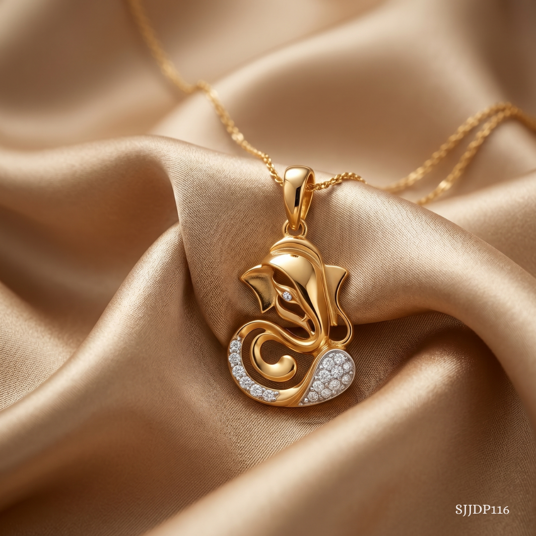 SJJDP116 | Ganapathi Aura Diamond Spiritual Pendant