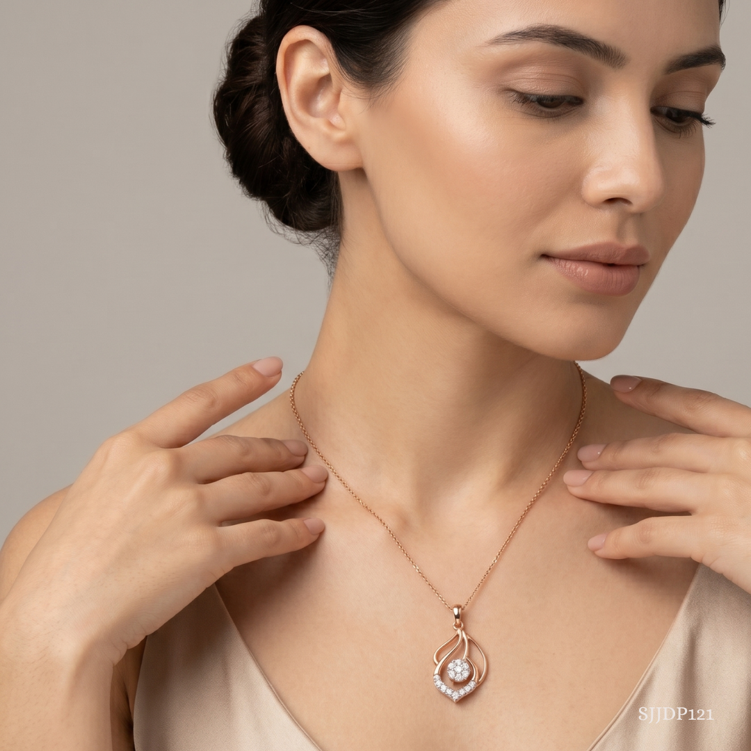 SJJDP121 | Geometric Diamond Statement Pendant