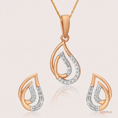 SJJDP127 | Pink Diamond Pendant Earrings Set