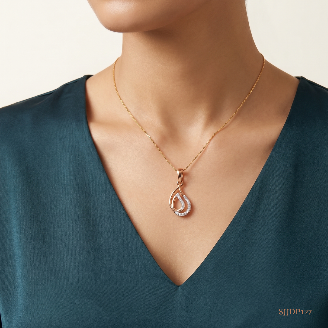 SJJDP127 | Pink Diamond Pendant Earrings Set