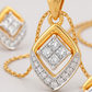 SJJDP129 | Rhombic Diamond Pendant Earrings Set