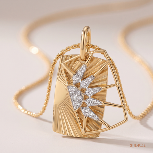 SJJDP131 | Solar Edge Diamond Statement Pendant