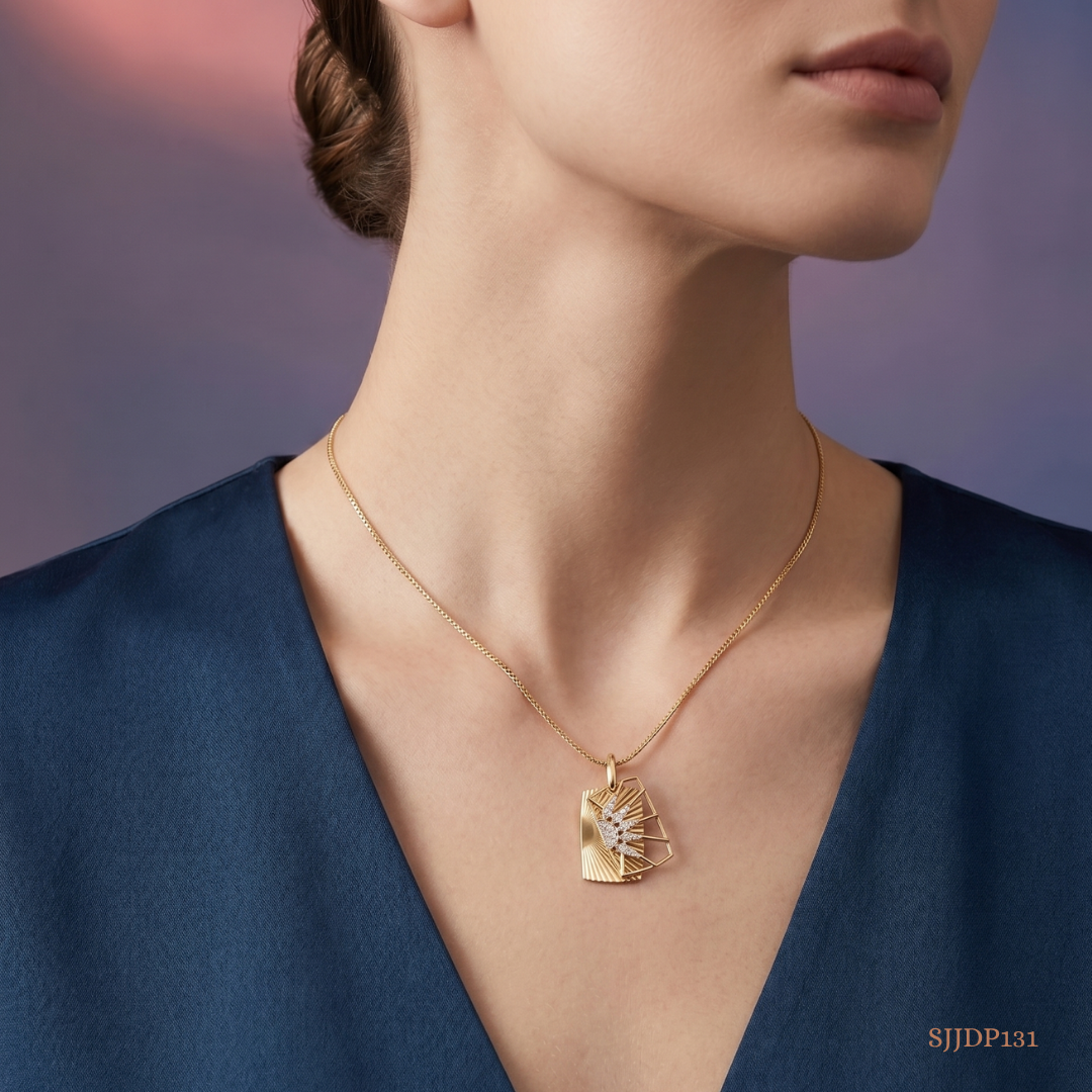 SJJDP131 | Solar Edge Diamond Statement Pendant