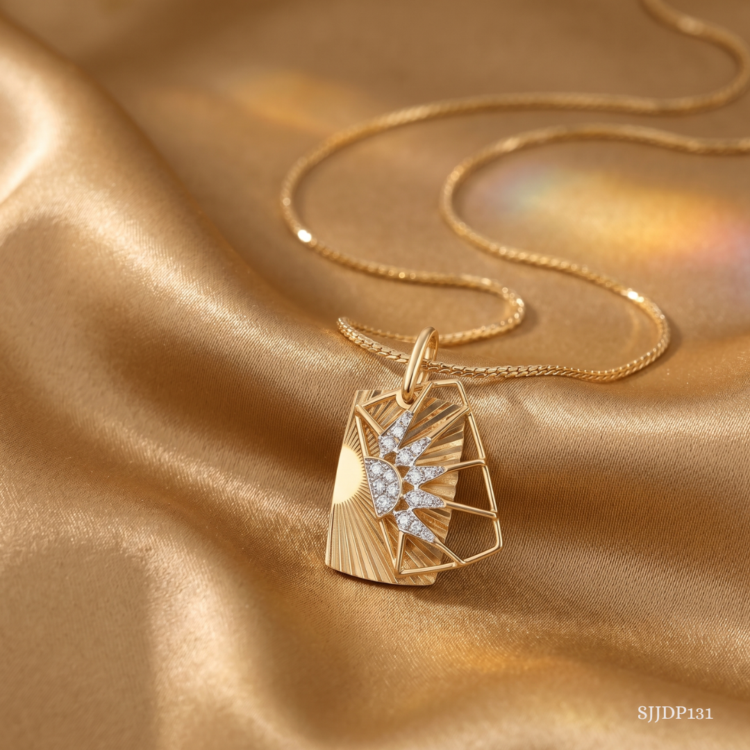 SJJDP131 | Solar Edge Diamond Statement Pendant