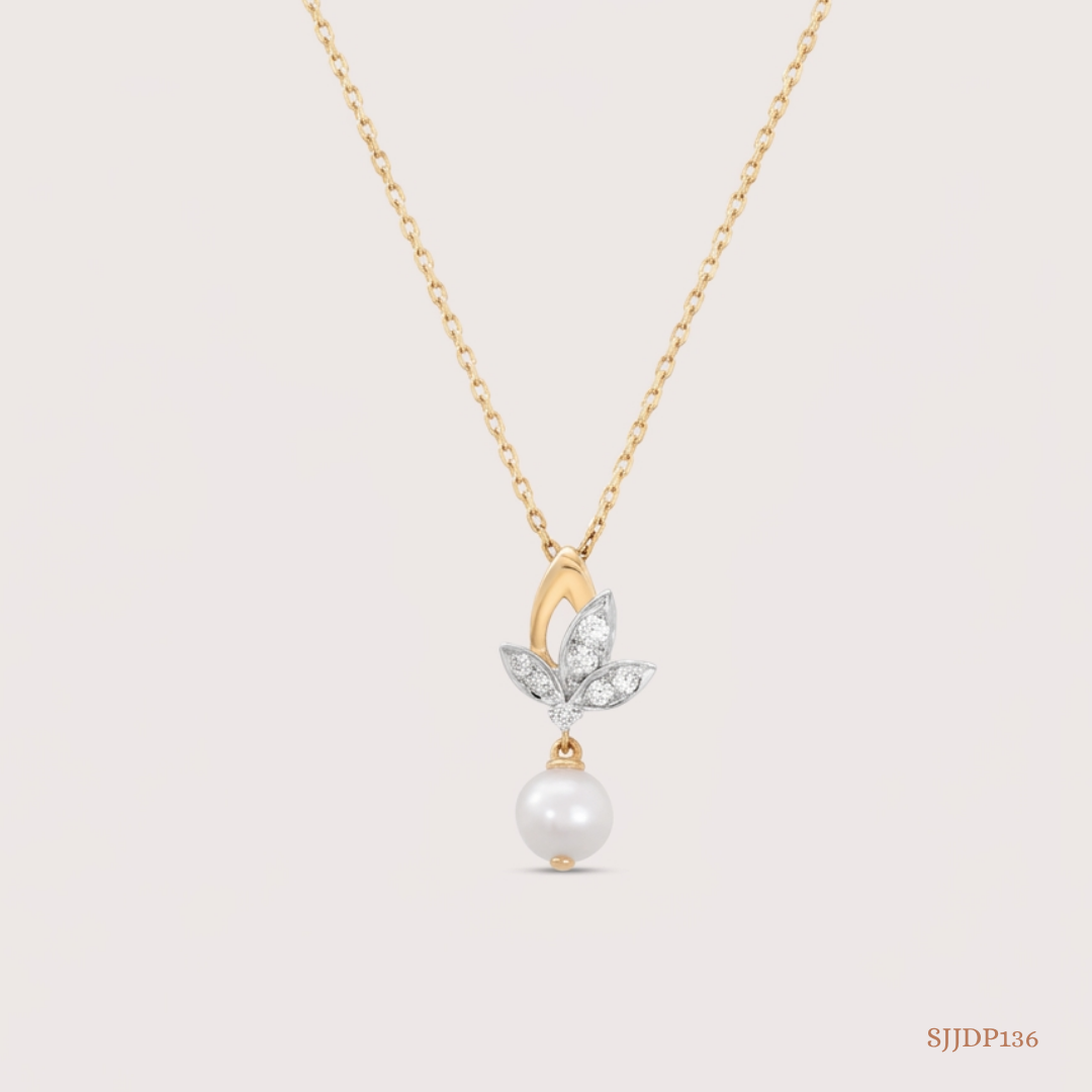 SJJDP136 | Lotus Elegance Pearl Diamond Pendant