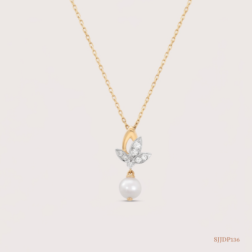 SJJDP136 | Lotus Elegance Pearl Diamond Pendant