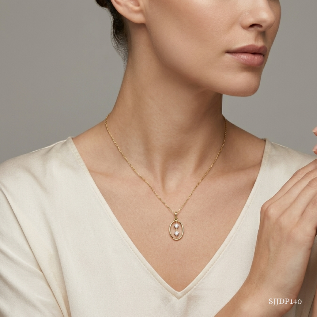 SJJDP140 | Oval Diamond Statement Pendant