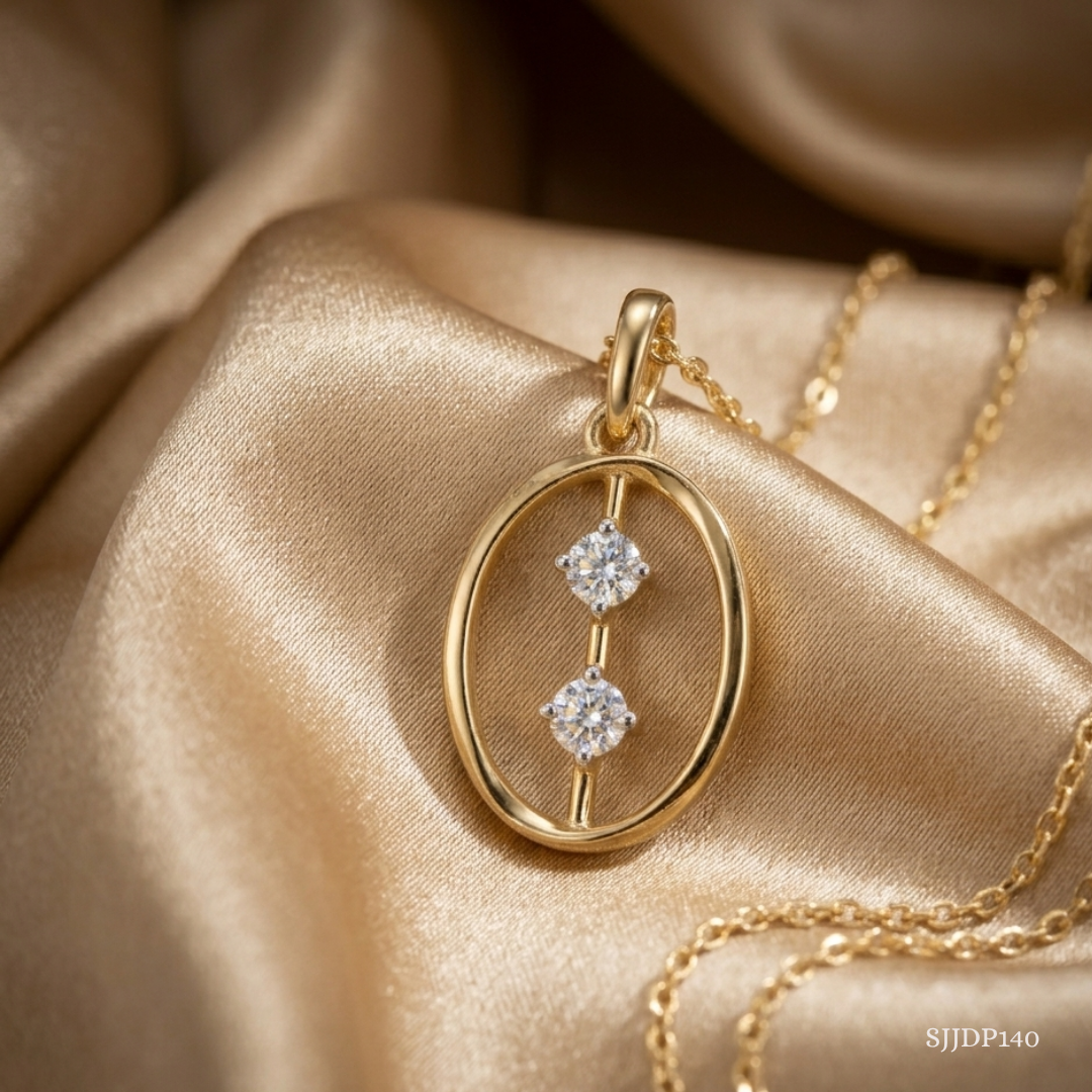 SJJDP140 | Oval Diamond Statement Pendant