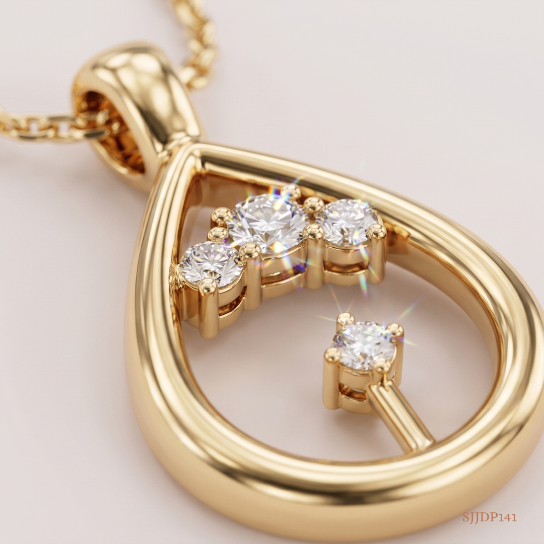 SJJDP141 | Gleaming Teardrop Diamond Elegant Pendant