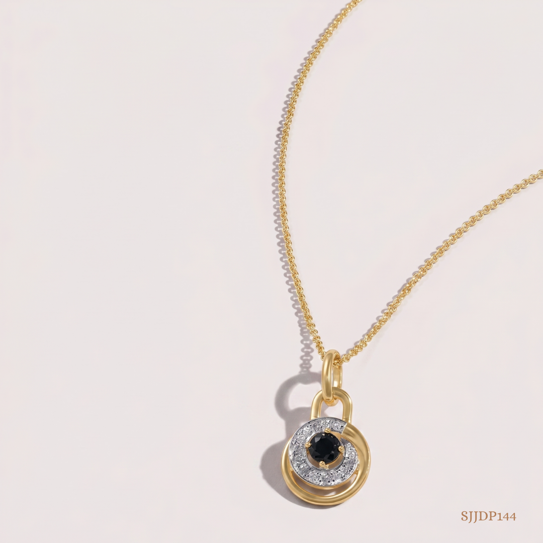 SJJDP144 | Love Lock Topaz Diamond Pendant