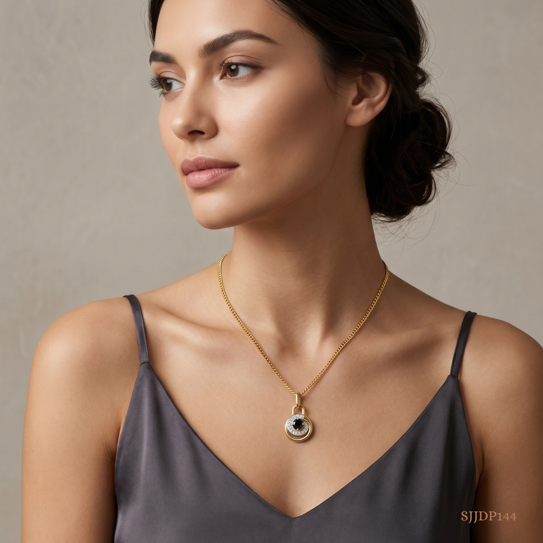 SJJDP144 | Love Lock Topaz Diamond Pendant