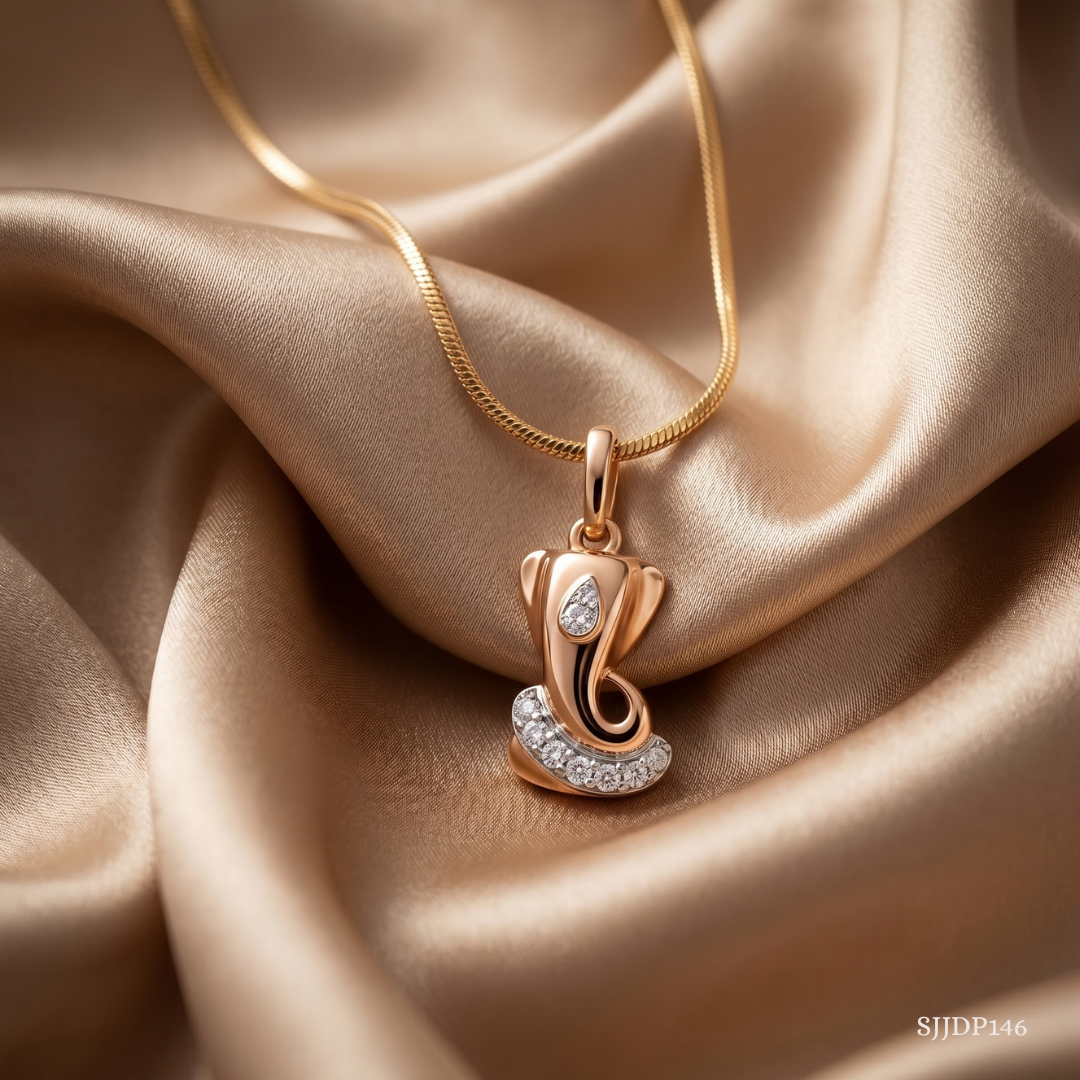 SJJDP146 | Jai Ganesh Diamond Devotional Pendant