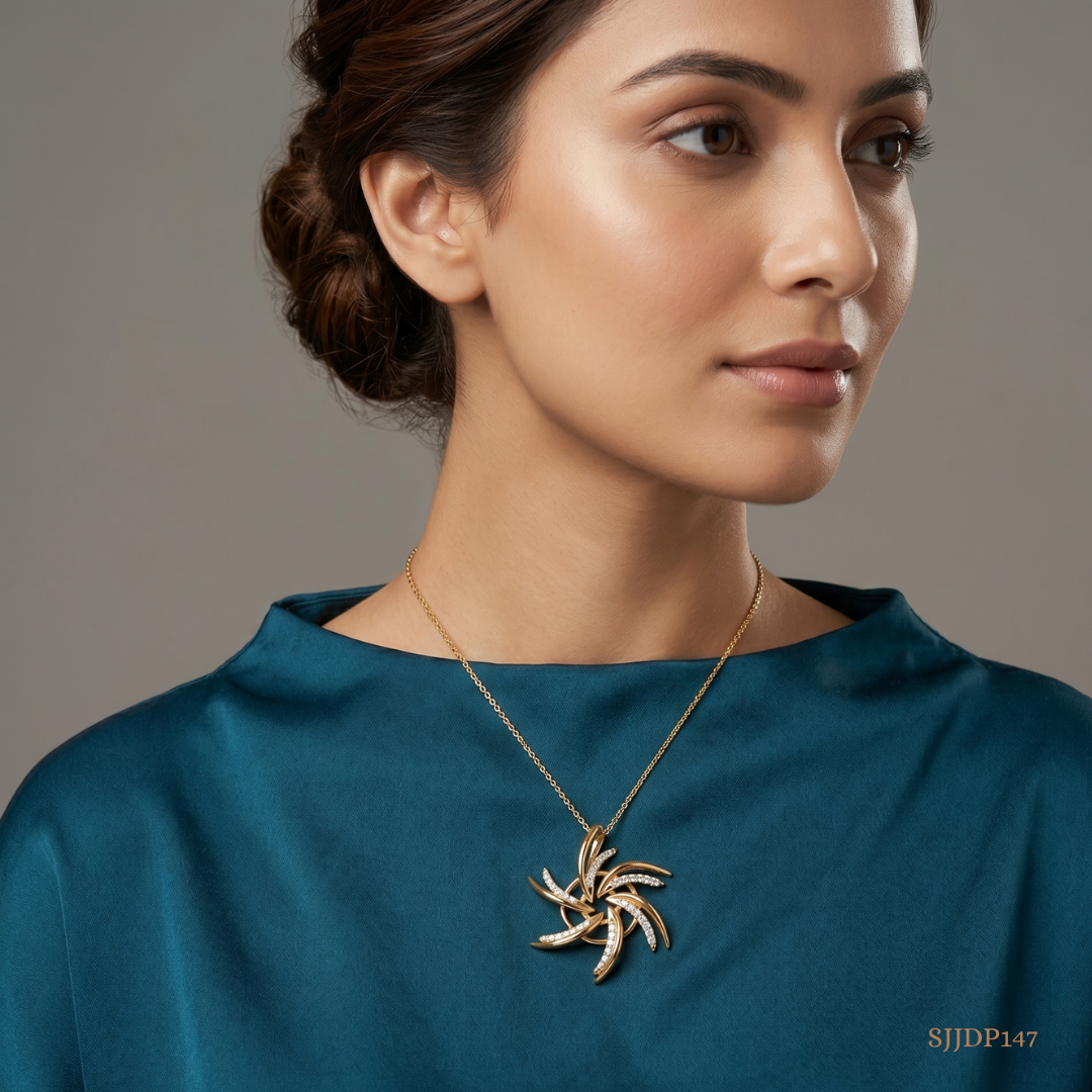 SJJDP147 | Whirlwind Sparkle Diamond Statement Pendant