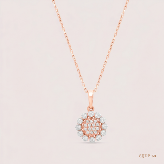 SJJDP153 | Chic Rosette Diamond Floral Pendant