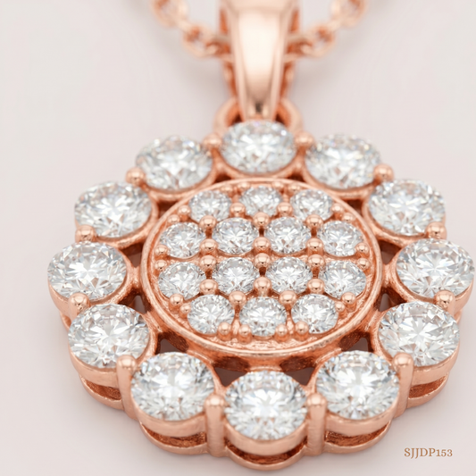 SJJDP153 | Chic Rosette Diamond Floral Pendant