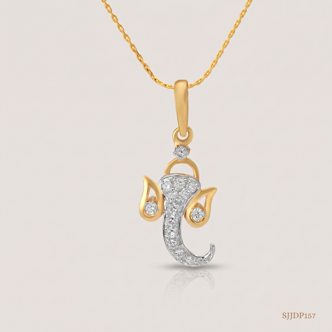 SJJDP157 | Jai Ganesh Diamond Spiritual Pendant