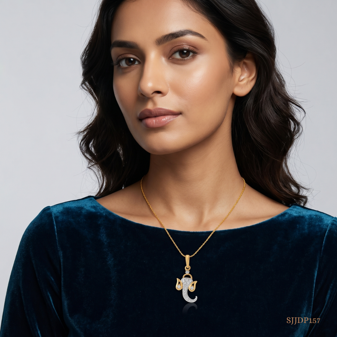 SJJDP157 | Jai Ganesh Diamond Spiritual Pendant