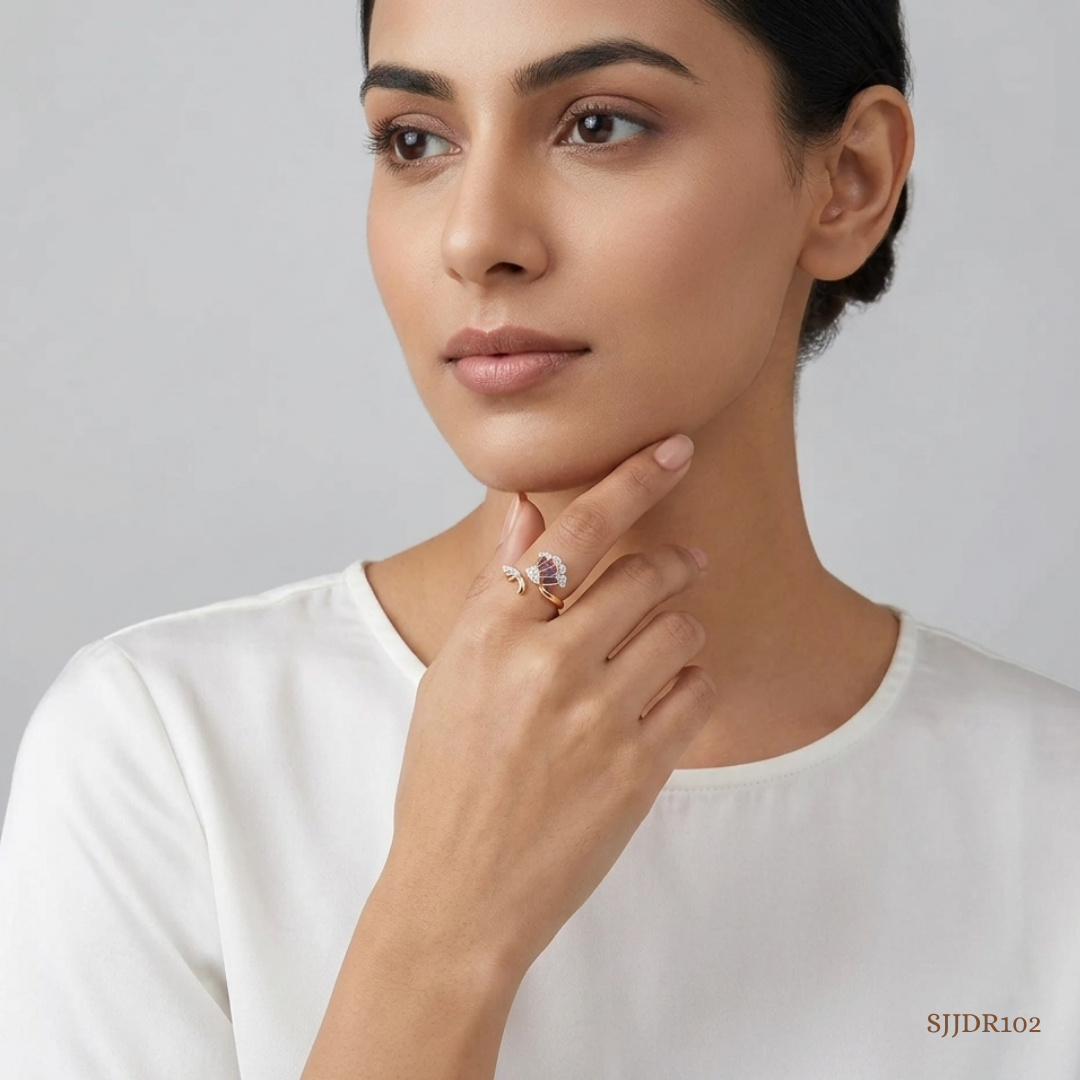 SJJDR102 | Flutter Wing Diamond Designer Ring
