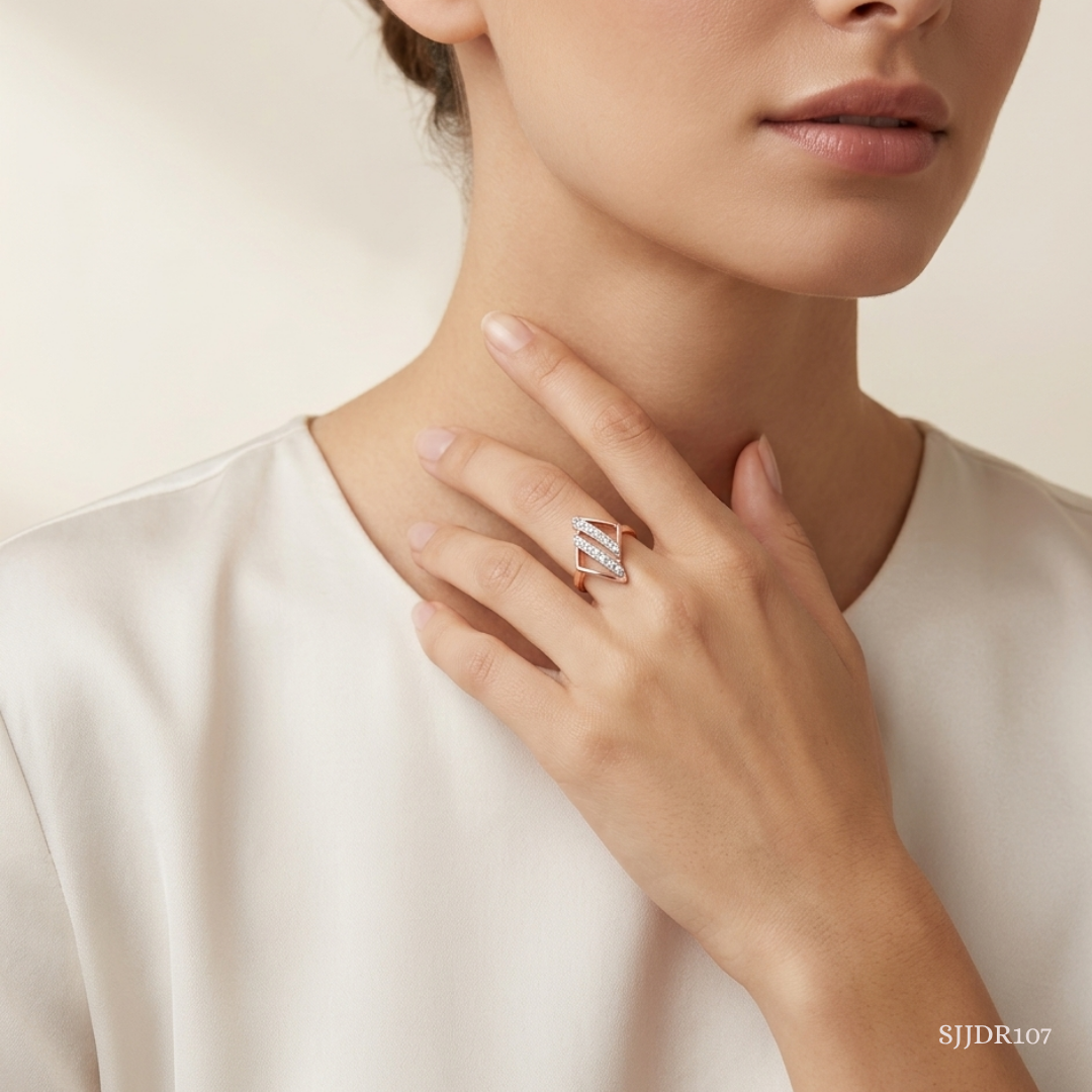 SJJDR107 | Geometric Overlap Diamond Modern Ring