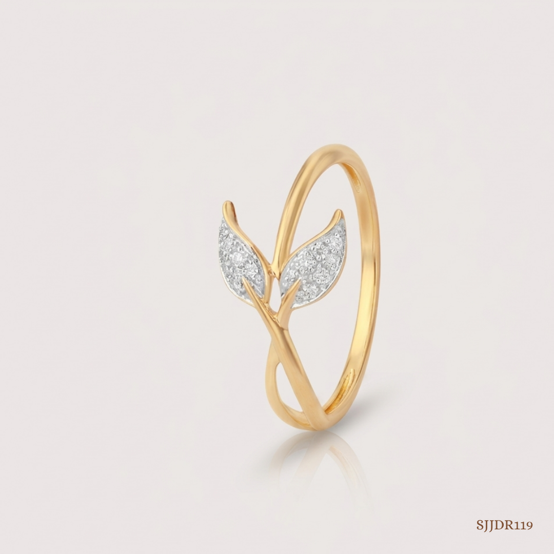 SJJDR119 | Whispering Leaf Diamond Nature Ring