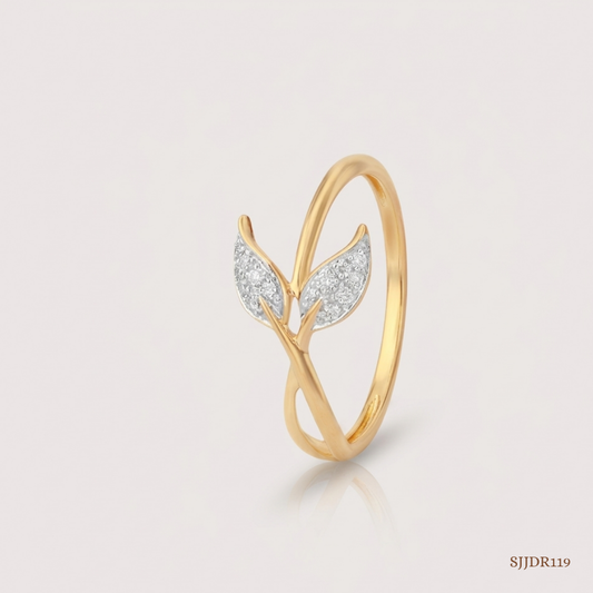 SJJDR119 | Whispering Leaf Diamond Nature Ring