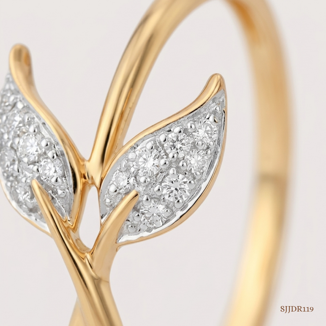 SJJDR119 | Whispering Leaf Diamond Nature Ring