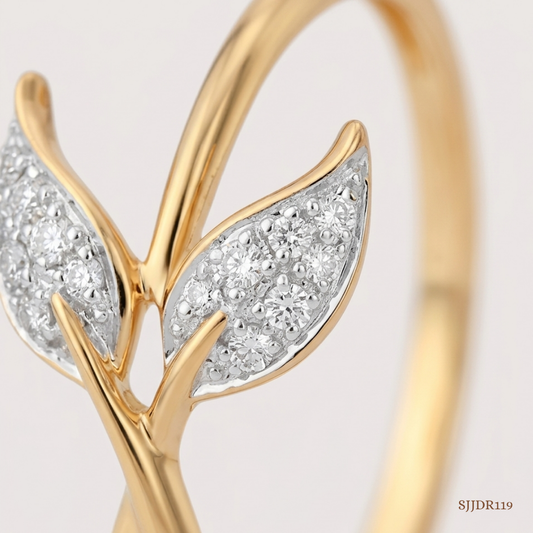 SJJDR119 | Whispering Leaf Diamond Nature Ring