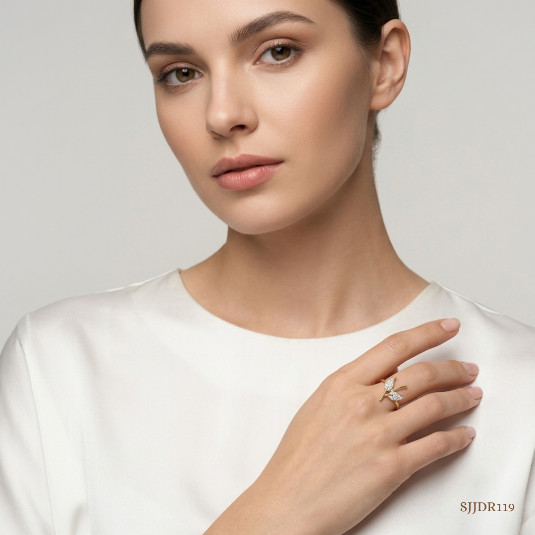 SJJDR119 | Whispering Leaf Diamond Nature Ring