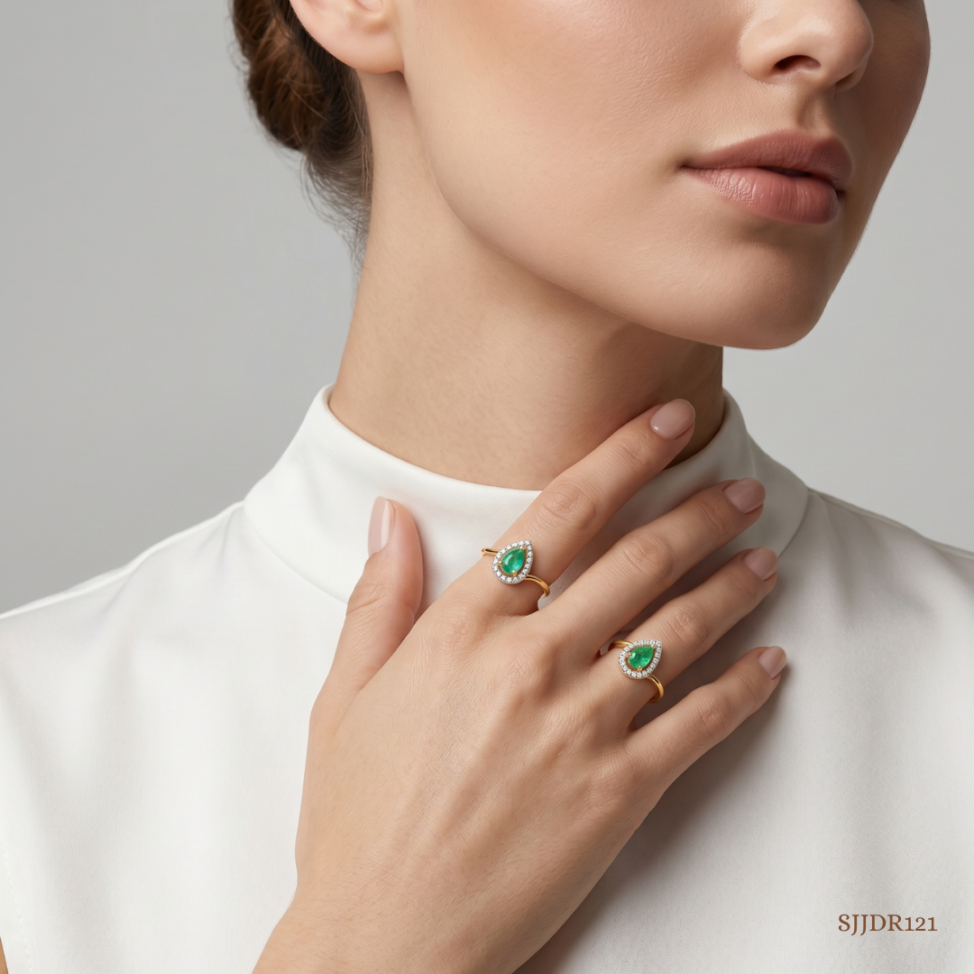 SJJDR121 | Teardrop Halo Diamond Elegant Ring