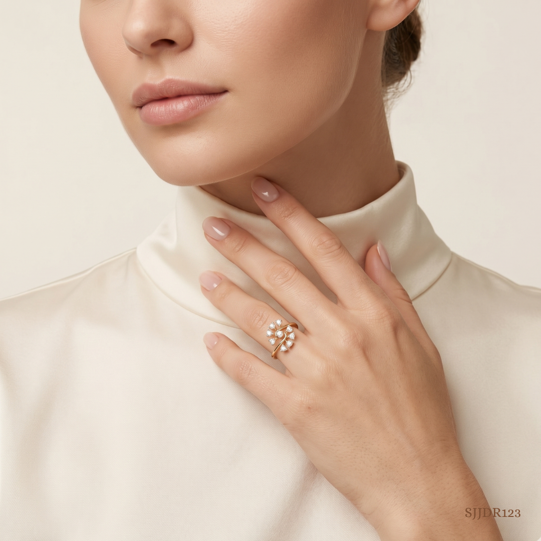 SJJDR123 | Petal Orbit Diamond Floral Ring