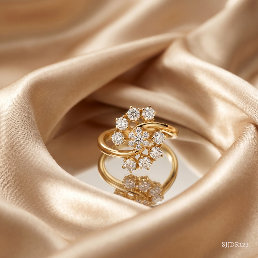 SJJDR123 | Petal Orbit Diamond Floral Ring