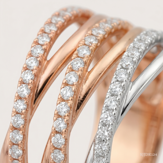 SJJDR124 | Interlace Waves Diamond Contemporary Ring