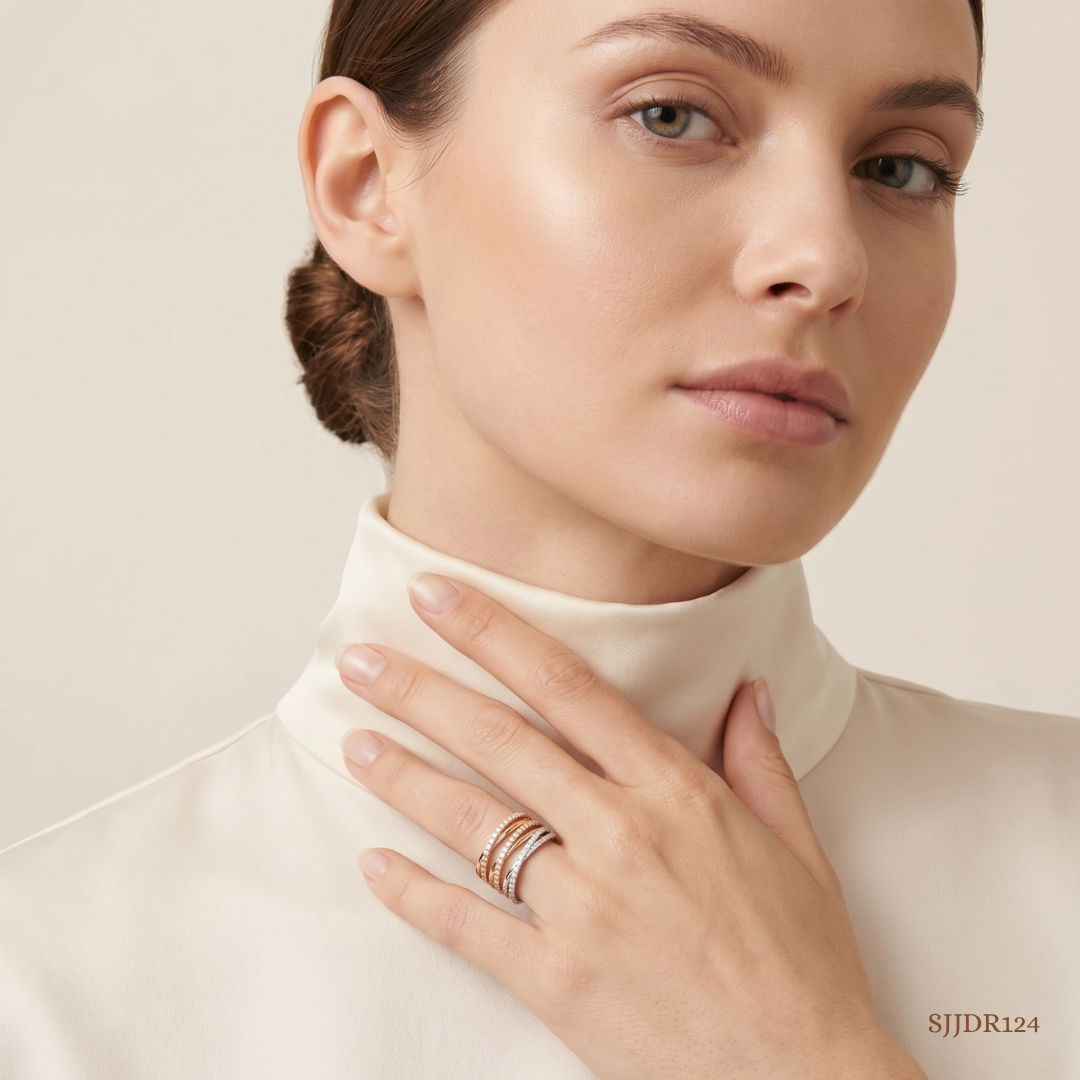 SJJDR124 | Interlace Waves Diamond Contemporary Ring
