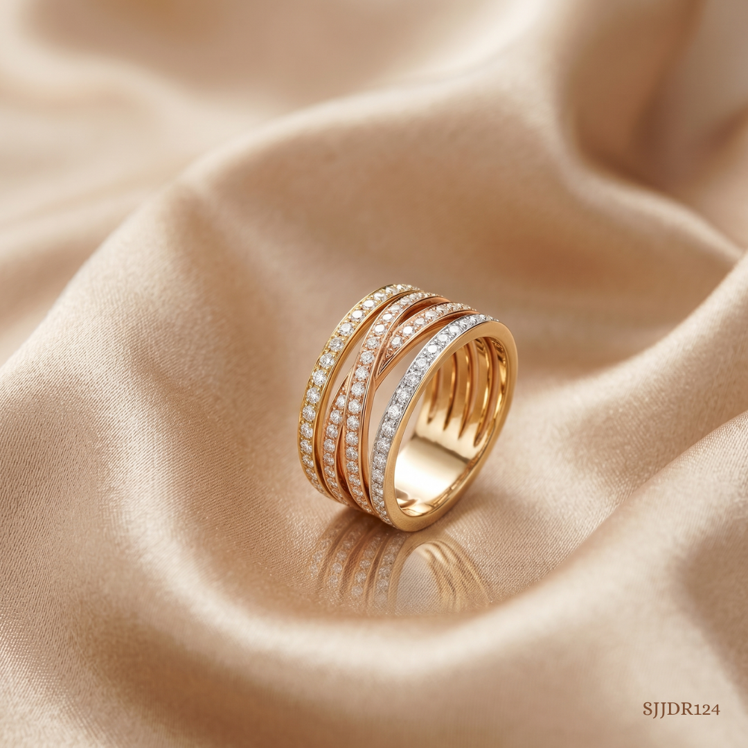 SJJDR124 | Interlace Waves Diamond Contemporary Ring
