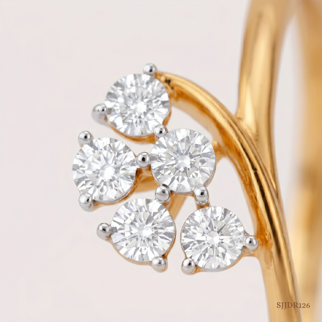 SJJDR126 | Petal Arc Diamond Floral Ring