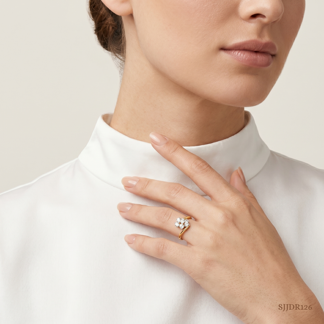 SJJDR126 | Petal Arc Diamond Floral Ring