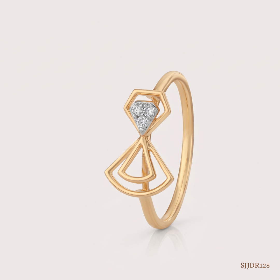 SJJDR128 | Geometric Bow Diamond Modern Ring