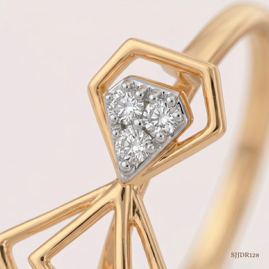 SJJDR128 | Geometric Bow Diamond Modern Ring