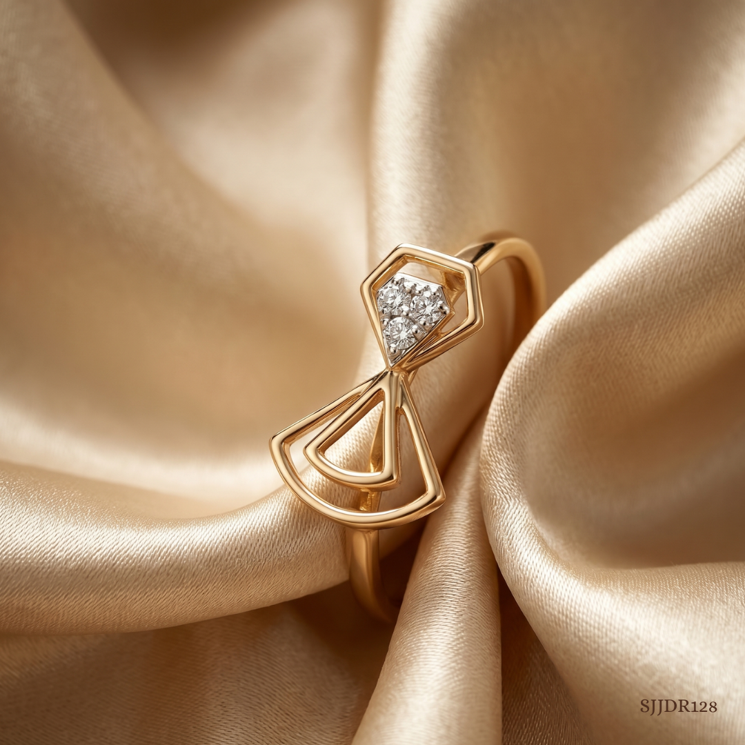 SJJDR128 | Geometric Bow Diamond Modern Ring