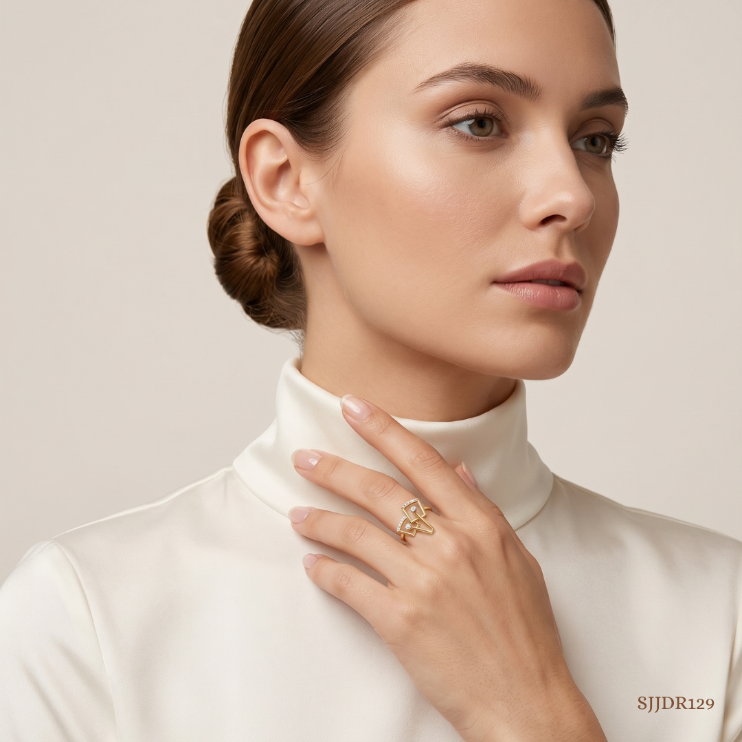 SJJDR129 | Floral Frame Diamond Designer Ring