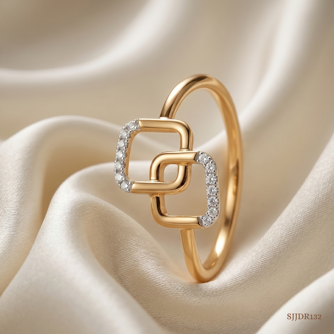 SJJDR132 | Linked Square Diamond Contemporary Ring