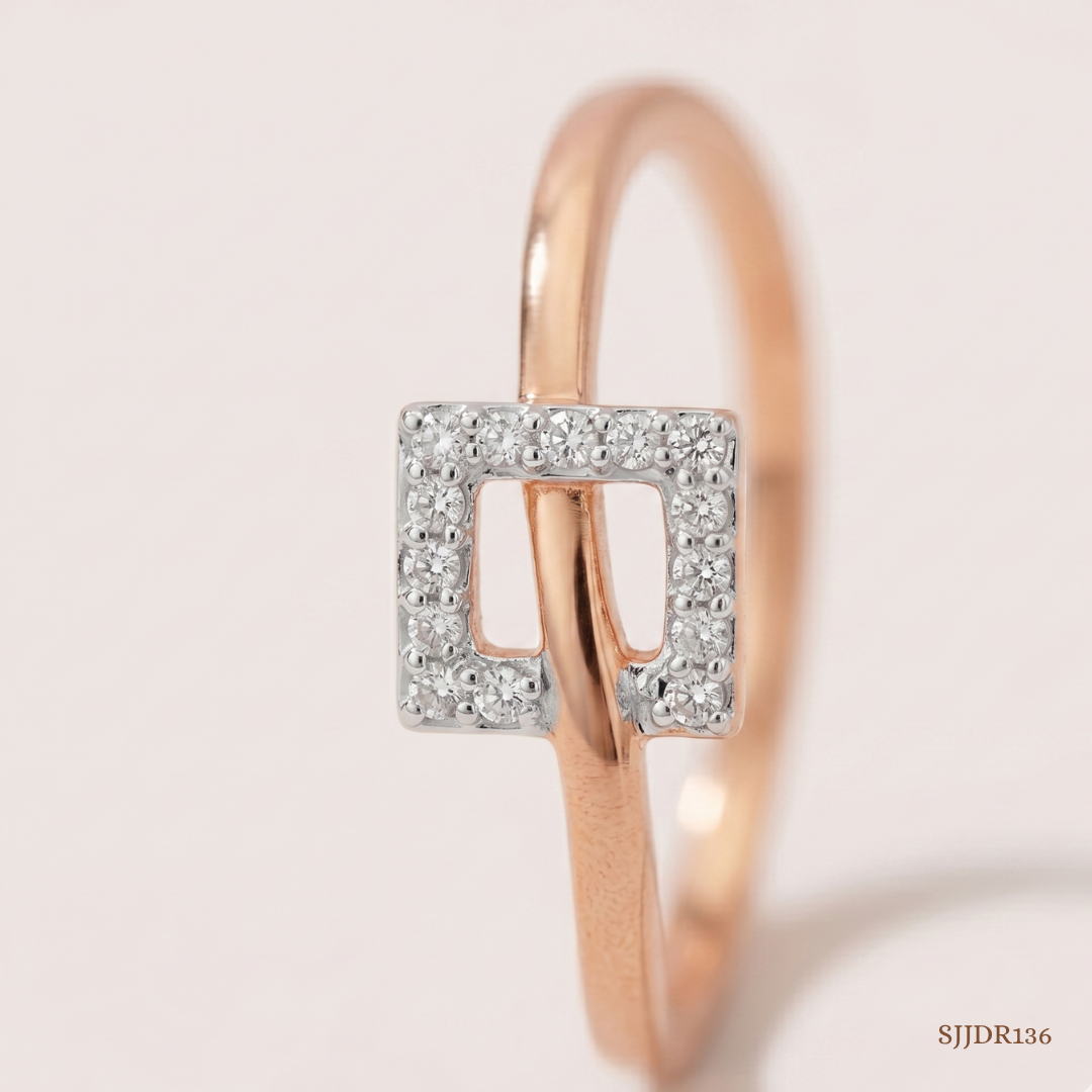 SJJDR136 | Square Buckle Diamond Statement Ring