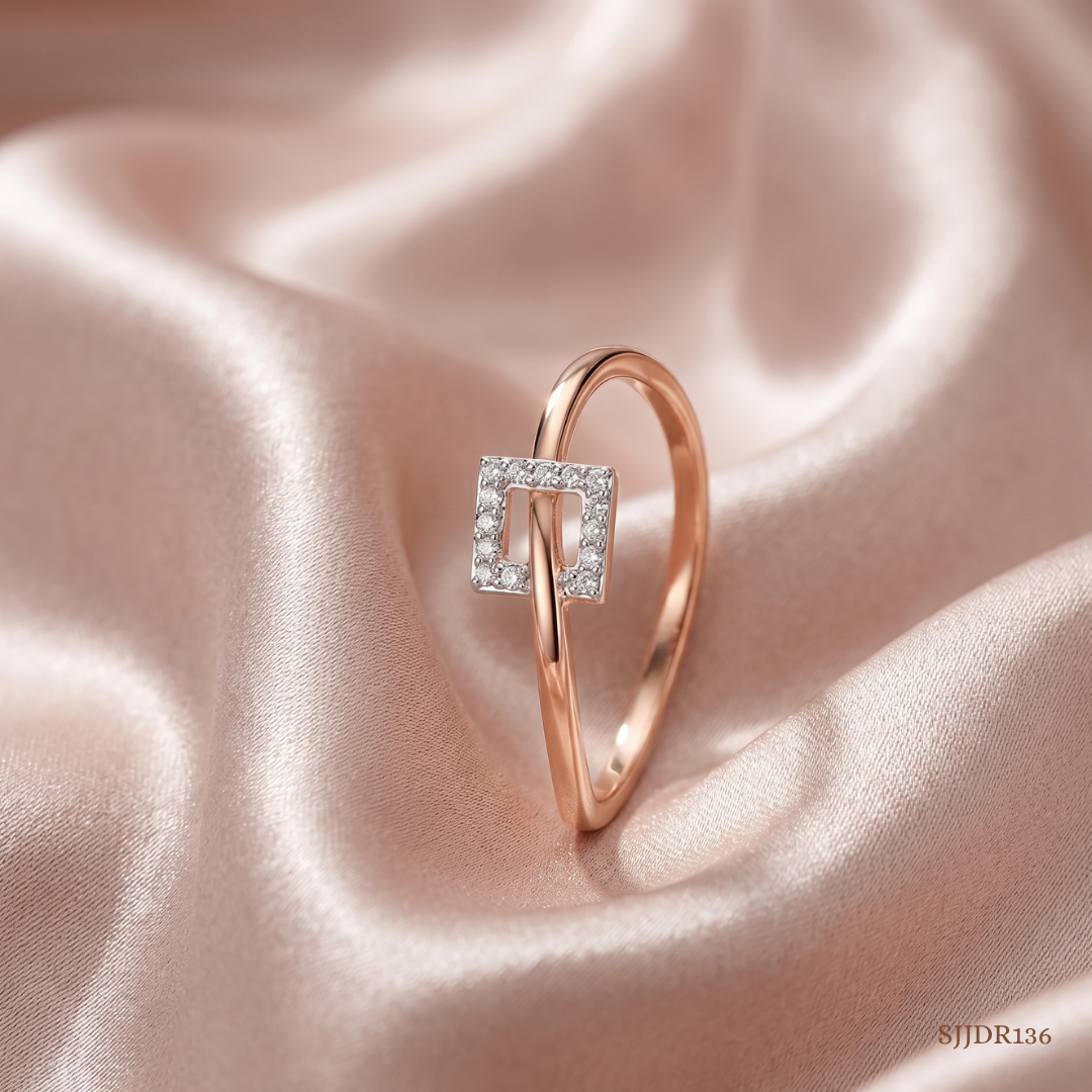 SJJDR136 | Square Buckle Diamond Statement Ring