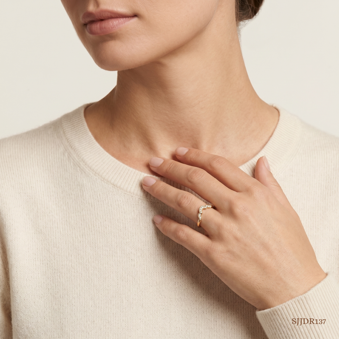 SJJDR137 | Scalloped Curve Diamond Designer Ring