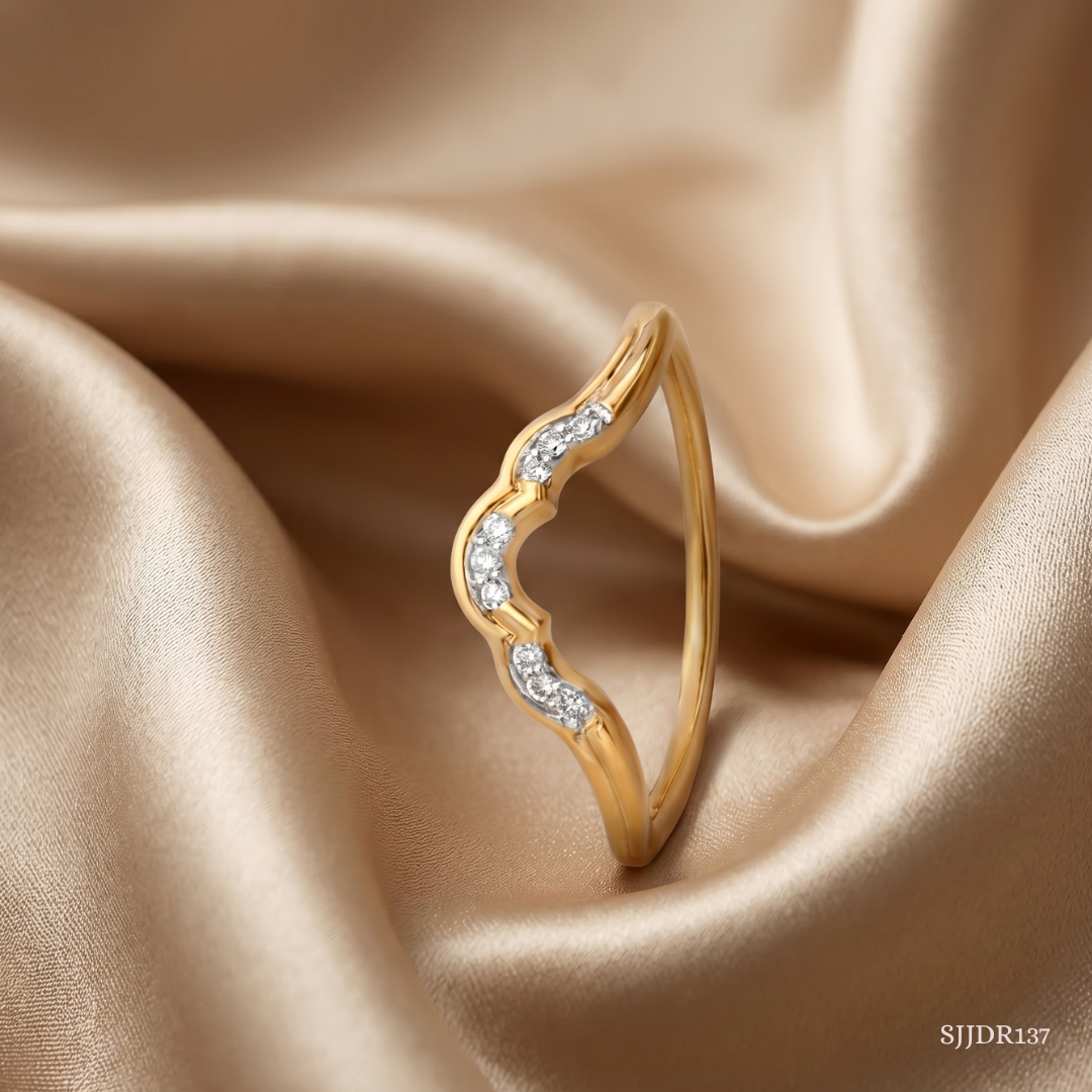 SJJDR137 | Scalloped Curve Diamond Designer Ring