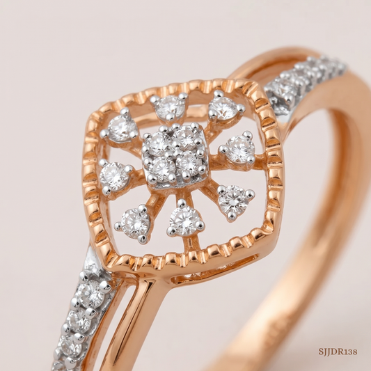 SJJDR138 | Sunburst Frame Diamond Statement Ring