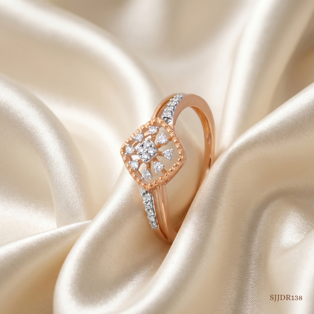 SJJDR138 | Sunburst Frame Diamond Statement Ring