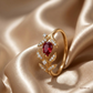 SJJDR144 | Crimson Blossom Diamond Floral Ring