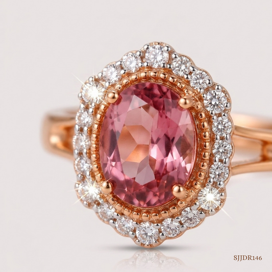SJJDR146 | Halo Blush Diamond Elegant Ring
