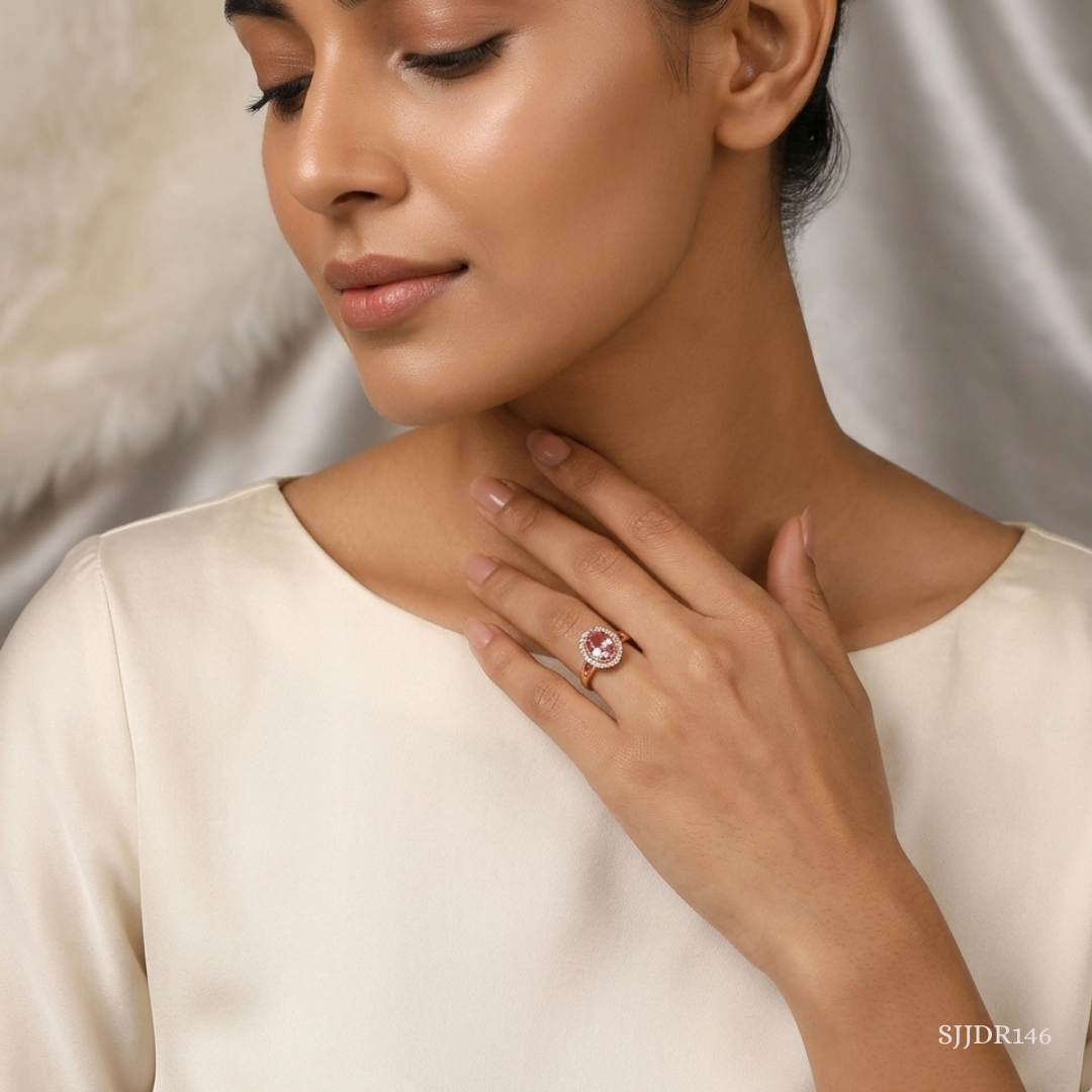 SJJDR146 | Halo Blush Diamond Elegant Ring